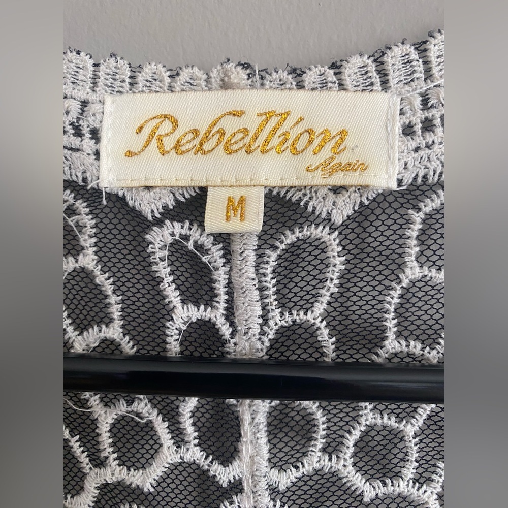 Rebellion Kimono Beach Cover Open Cardigan Embroidered Size M - Picture 6 of 6